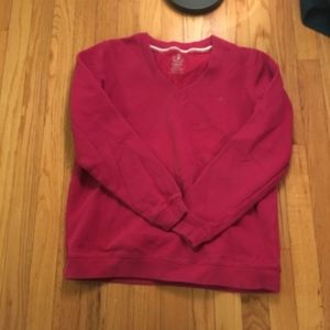 Thick and comfy pink V-neck Izod sweatshirt S